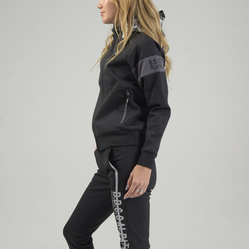 Women’s  STRETCH LINE ZIP HOODIE｜BLACK（A6-6551-11）