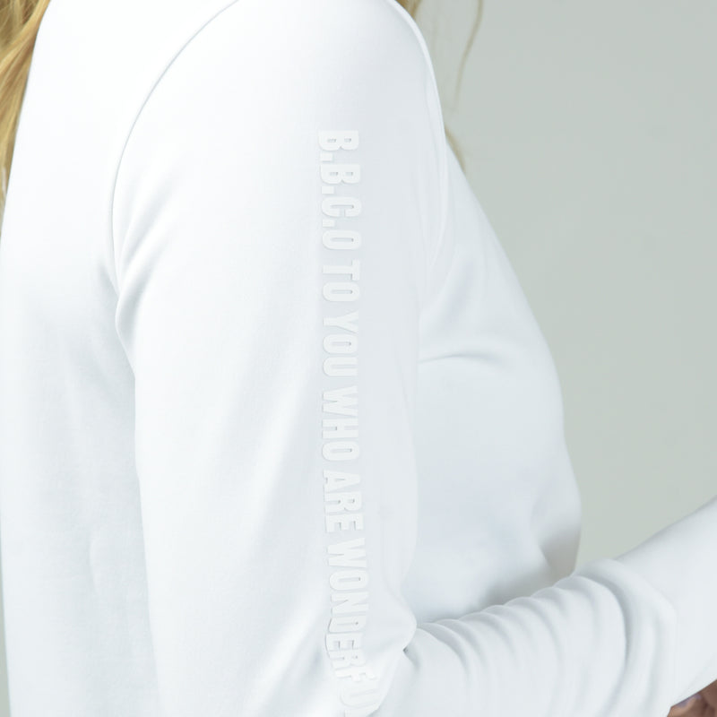 Women’s  JACQUARD RIB LONG SLEEVE<br>MOCK NECK｜white（A6-1554-11）