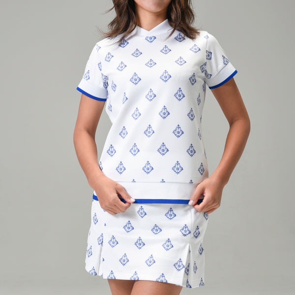 Aligned baroque pattern for women｜White×Blue（A2-2505-11）