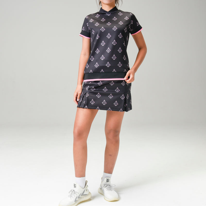 Aligned baroque pattern for women｜Black×Pink（A2-2505-11）