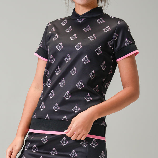 Aligned baroque pattern for women｜Black×Pink（A2-2505-11）