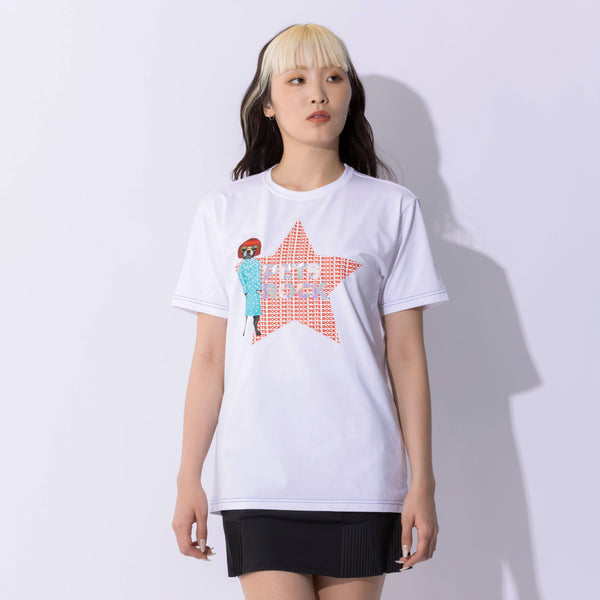 UNISEX PETS ROCK Cotton spandex  star print  T-shirt｜WHITE（A0-2504-21）