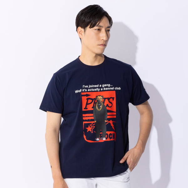 UNISEX PETS ROCK Cotton spandex jersey T-shirt｜NAVY（A0-2505-21）