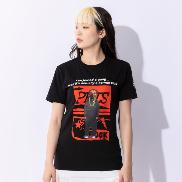 UNISEX PETS ROCK Cotton spandex jersey T-shirt｜BLACK（A0-2505-21）