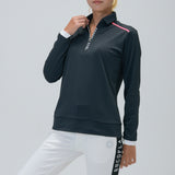 LADY’S HALF ZIP BACK PRINT POLO(LONG SLEEVE)｜（A6-1602-11）