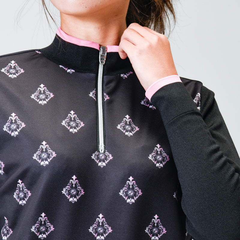 Aligned baroque pattern｜Black×Pink（A2-7101-11）