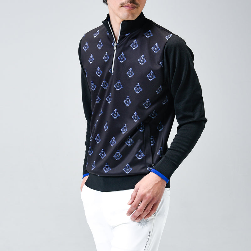 Aligned baroque pattern｜Black×Blue（A1-7101-11）