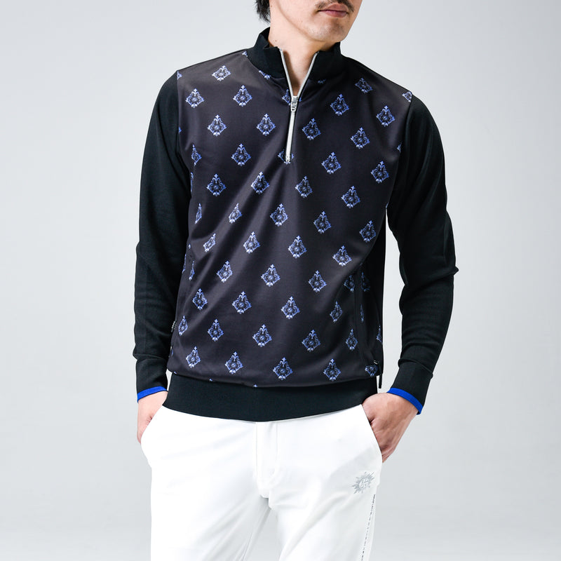 Aligned baroque pattern｜Black×Blue（A1-7101-11）