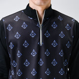 Aligned baroque pattern｜Black×Blue（A1-7101-11）