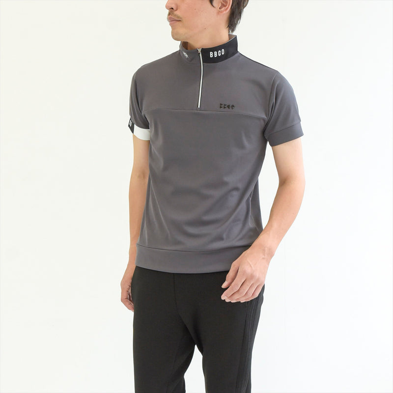 Men's  HALF ZIP MOCK NECK SHORT SLEEVE｜Dark Gray（A1-2601-11）