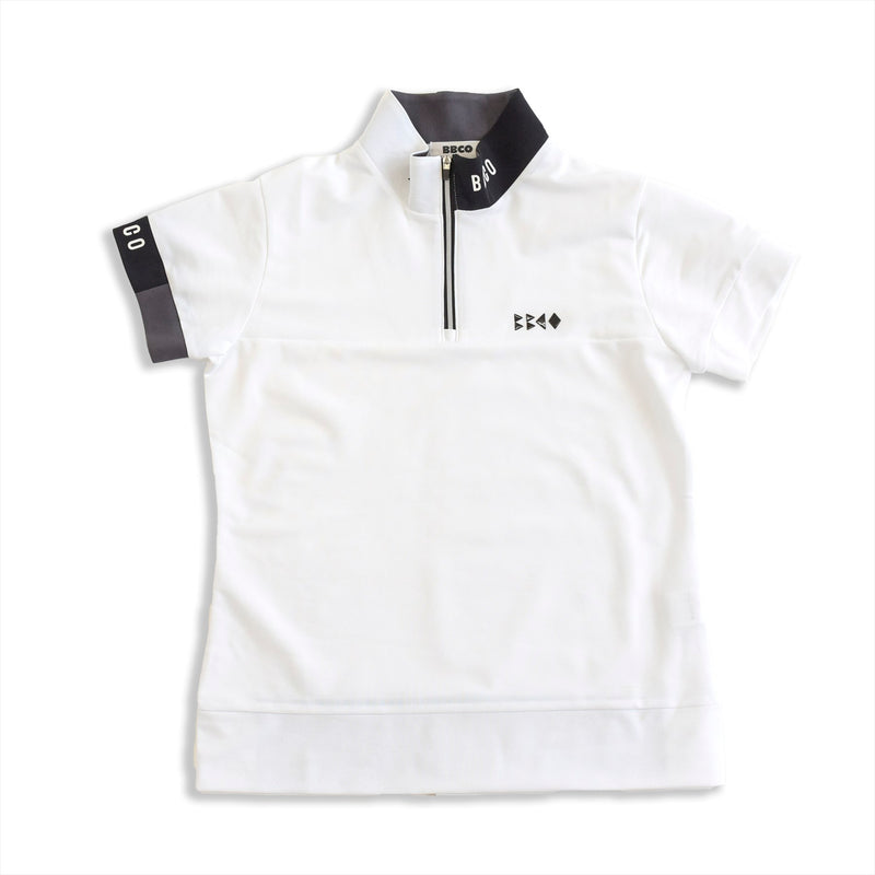 Men's  HALF ZIP MOCK NECK SHORT SLEEVE｜White（A1-2601-11）