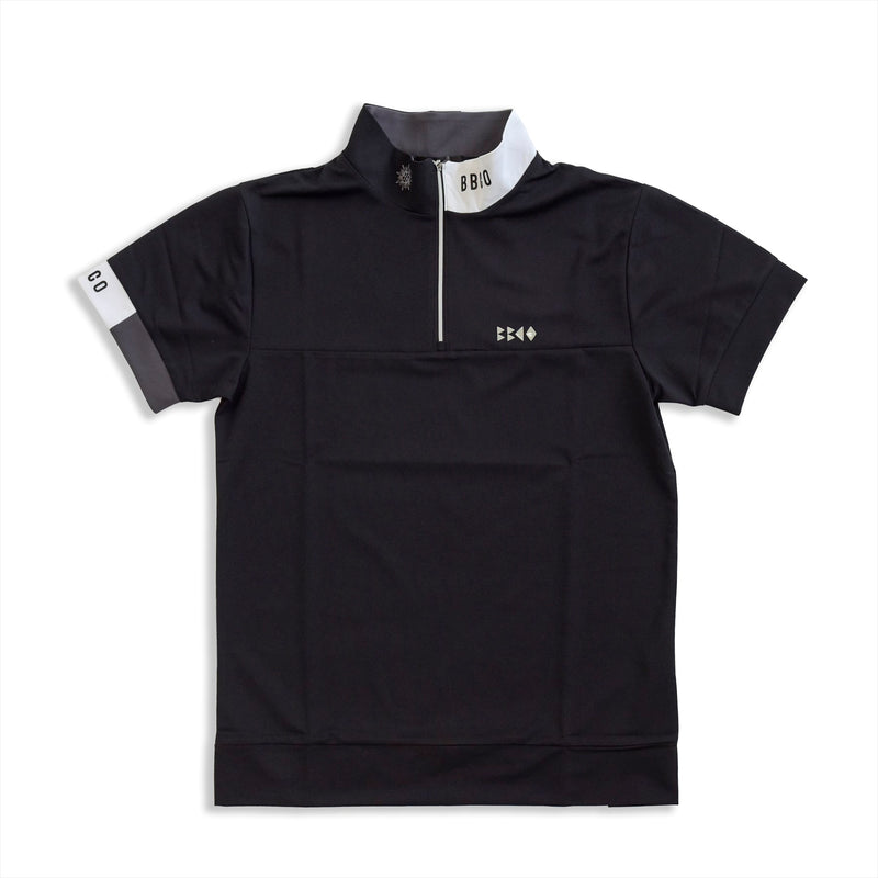 Men's  HALF ZIP MOCK NECK SHORT SLEEVE｜Black（A1-2601-11）