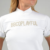 WOMEN’S  BBCO JACQUARD LETTERS MOCK NECK｜white（A2-2504-11）