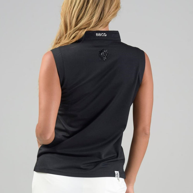 WOMEN’S  BBCO STAND COLLAR SLEEVELESS SHIRT｜Black（A2-2535-11）