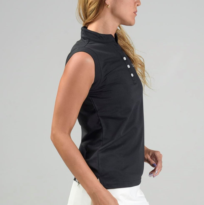 WOMEN’S  BBCO STAND COLLAR SLEEVELESS SHIRT｜Black（A2-2535-11）