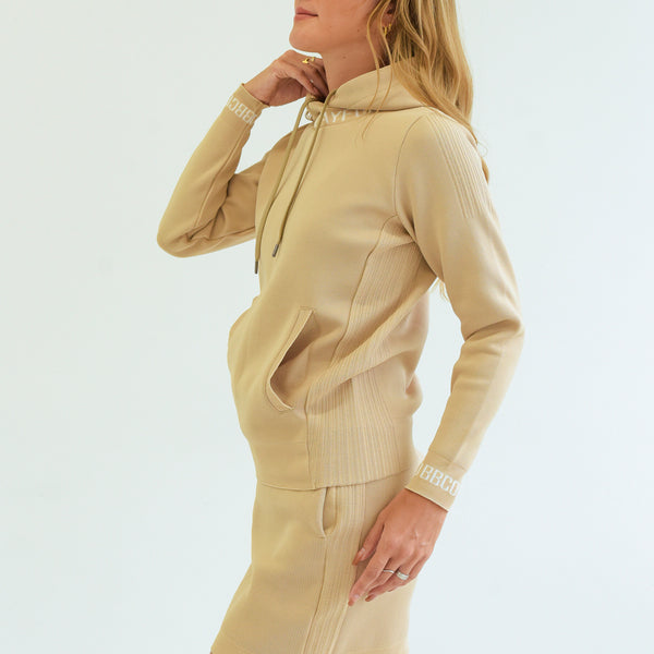 Elastic Hoodie<br>knitted fabric｜beige（A6-7701-11）