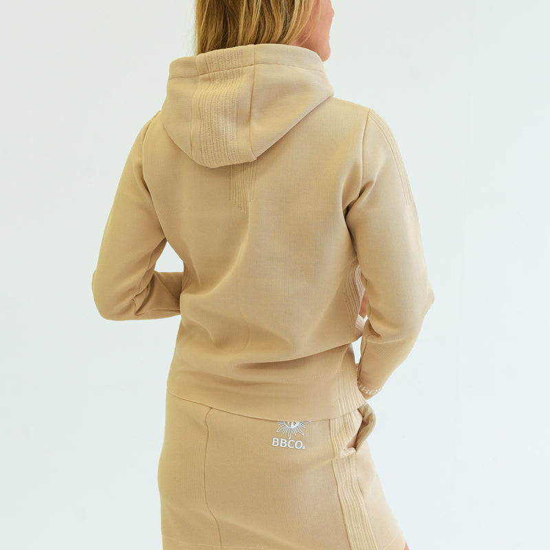 Elastic Hoodie<br>knitted fabric｜beige（A6-7701-11）