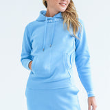 Elastic Hoodie<br>knitted fabric｜saxe blue（A6-7701-11）