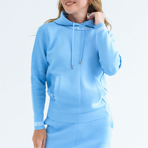 Elastic Hoodie<br>knitted fabric｜saxe blue（A6-7701-11）