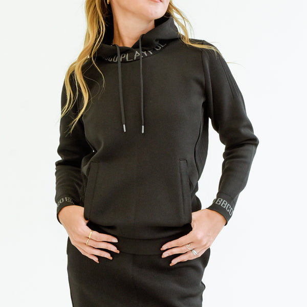 Elastic Hoodie<br>knitted fabric｜black（A6-7701-11）