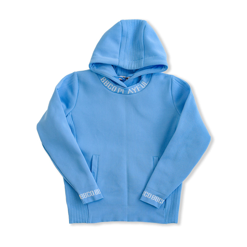 Elastic Hoodie<br>knitted fabric｜saxe blue（A6-7701-11）