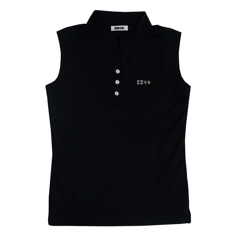 WOMEN’S  BBCO STAND COLLAR SLEEVELESS SHIRT｜Black（A2-2535-11）