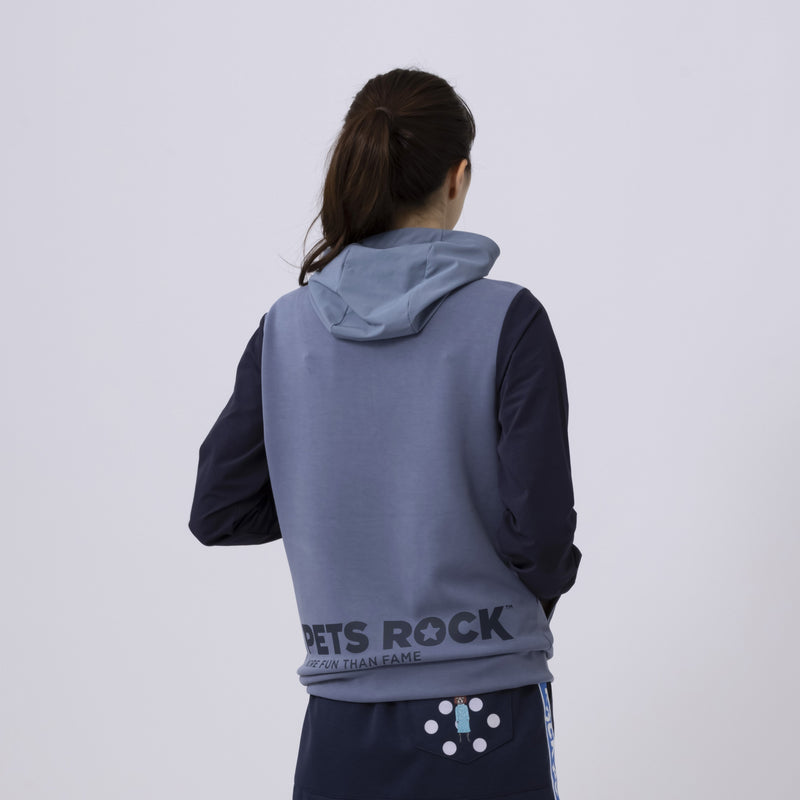 WOMEN’S PETS ROCK PULLOVER FOODIE(LONG SLEEVE)｜BLUE（A0-6580-21）