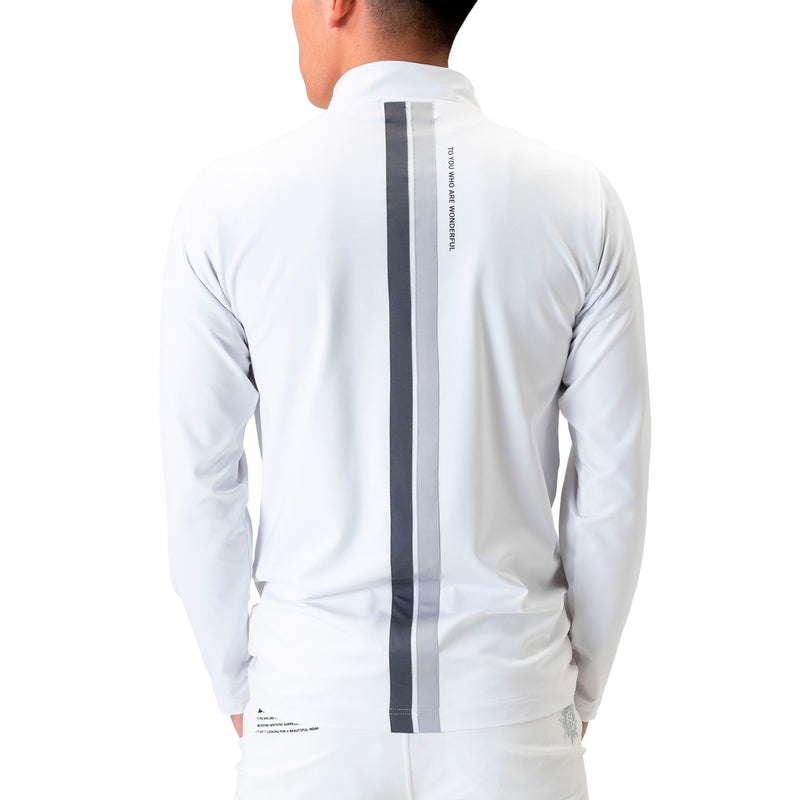 Men's DOUBLE LINE MOCK NECK(LONG SLEEVE)｜White（A0-1501-11）