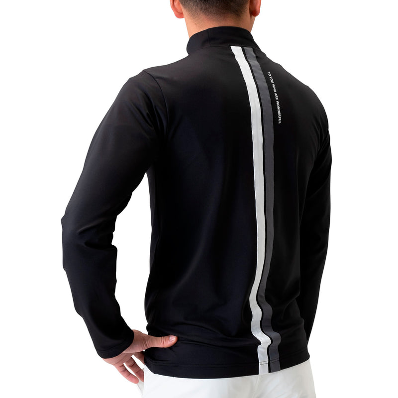 Men's DOUBLE LINE MOCK NECK(LONG SLEEVE)｜Black（A0-1501-11）