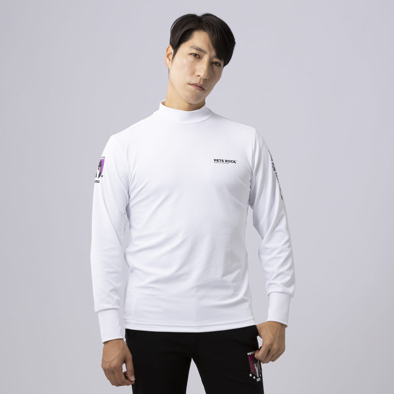 Men's PETS ROCK STRETCH MOCK NECK(LONG SLEEVE)｜White（A0-1550-21）