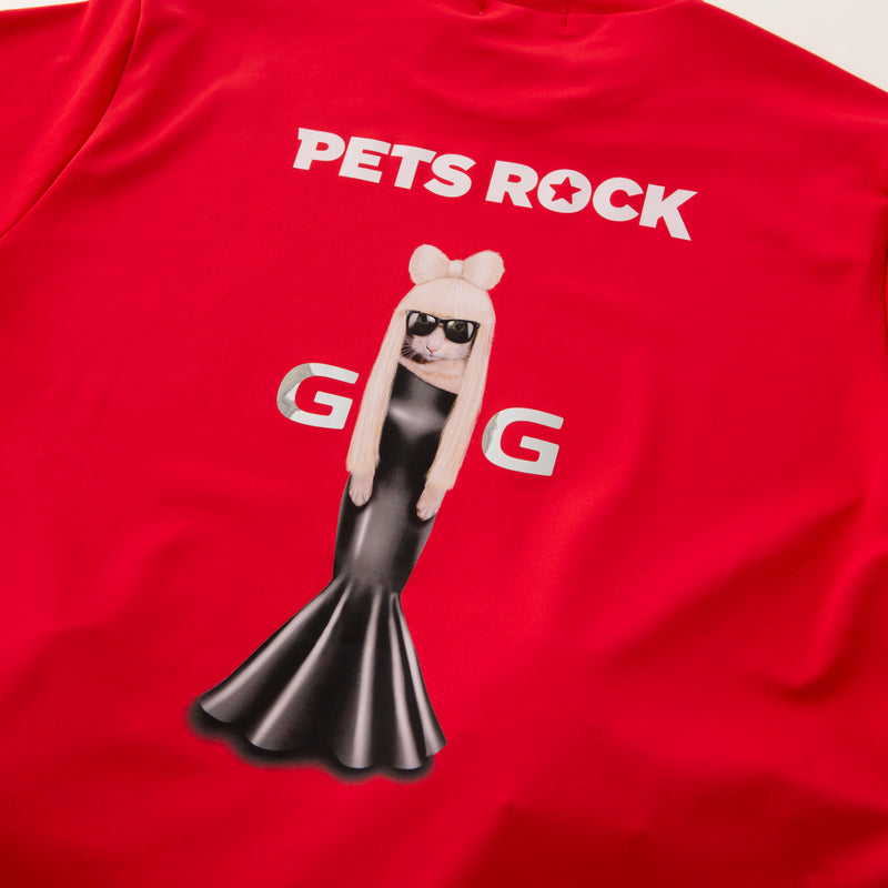 Men's PETS ROCK Mock neck(LONG SLEEVE)｜Red（A0-1551-21）