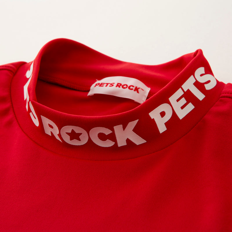 Men's PETS ROCK Mock neck(LONG SLEEVE)｜Red（A0-1551-21）