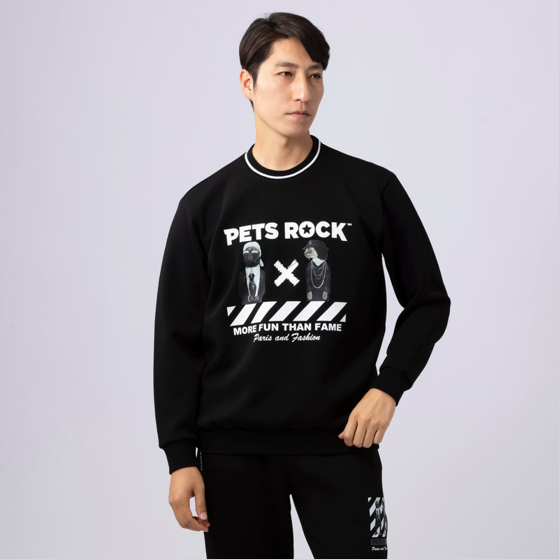 UNISEX PETS ROCK Print FOODIE(LONG SLEEVE)｜Black（A0-6505-21）