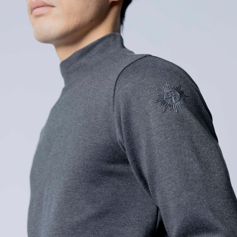 Men's BBCO BBCO BACK PRINT LONG SLEEVE<br>MOCK NECK｜Charcoal gray<br>（A0-1551-11）