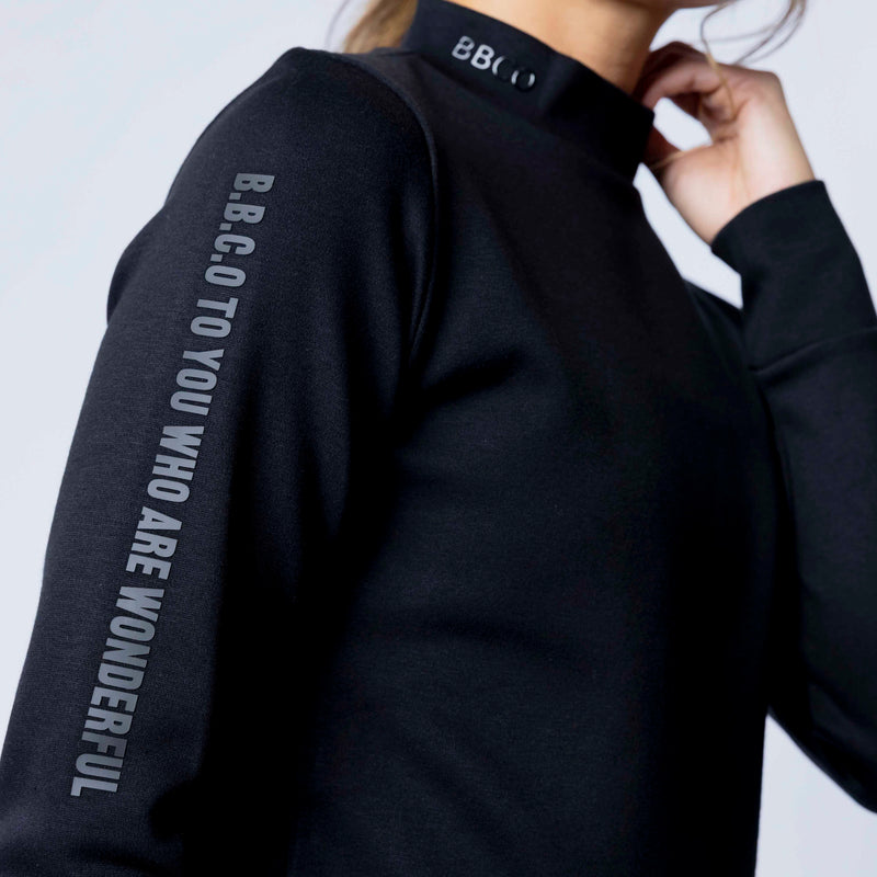 WOMEN’S  BBCO BACK PRINT LONG SLEEVE(MOCK NECK)｜Black（A0-1530-11）