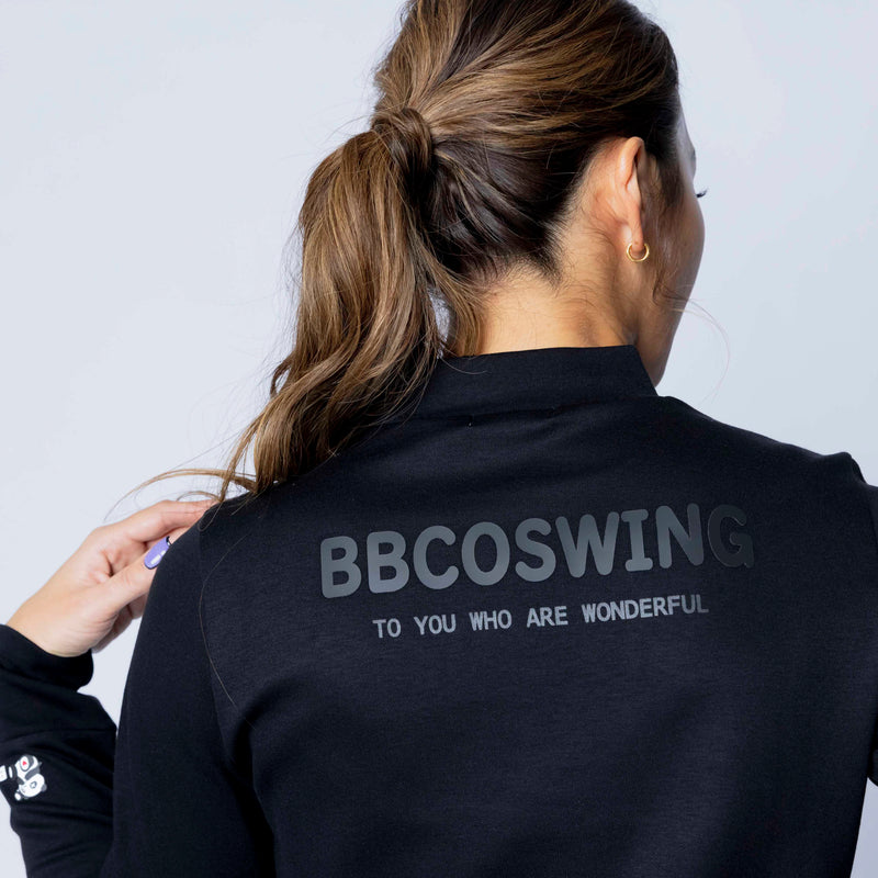 WOMEN’S  BBCO BACK PRINT LONG SLEEVE(MOCK NECK)｜Black（A0-1530-11）